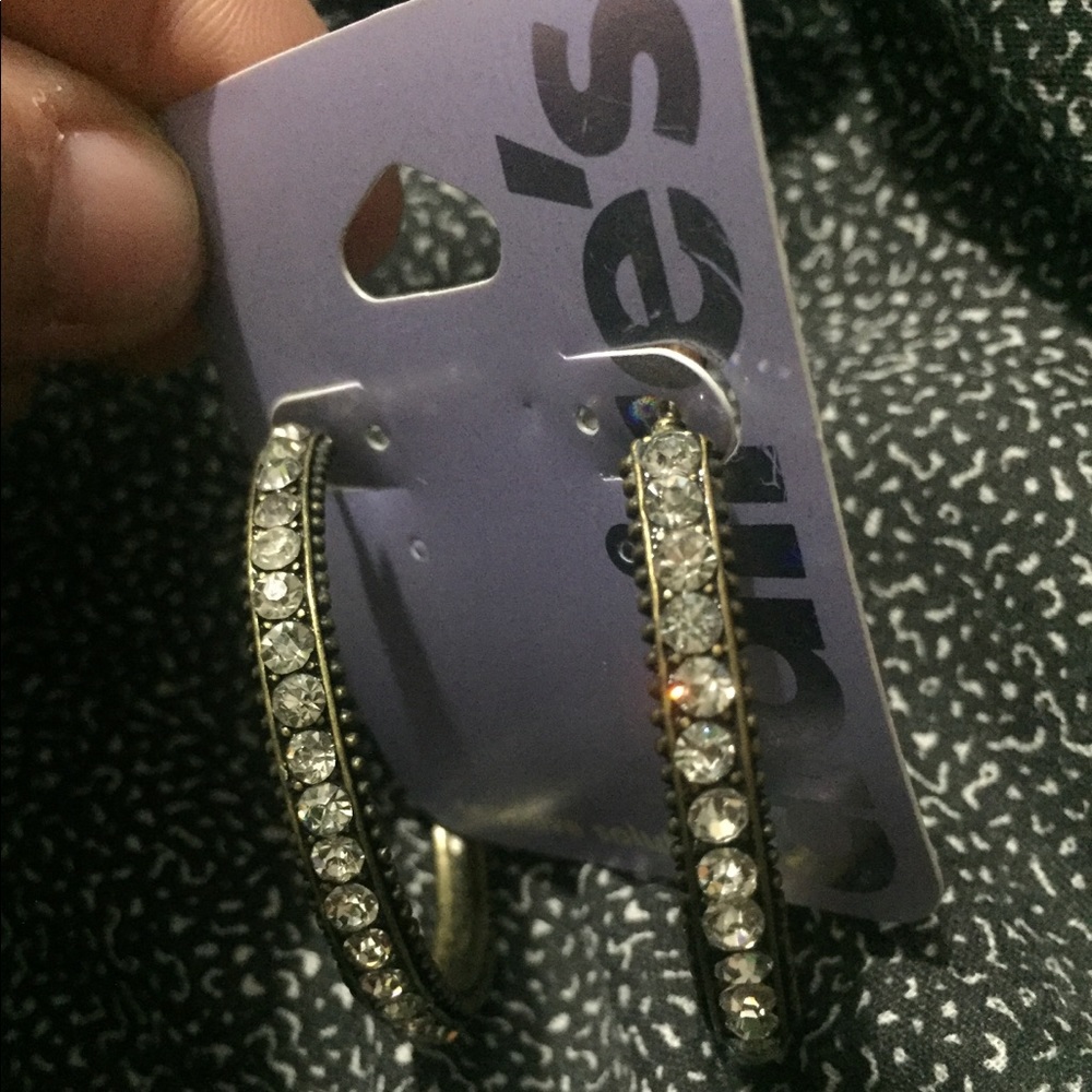 Brand new Claires diamond bedazzled hoop earrings